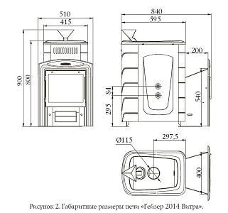 Печь банная TMF (ТМФ) Гейзер 2014 Inox Витра закр.каменка терракота