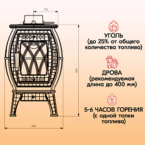 Печь-камин Прометалл Бахта отопительно-варочная (серая)